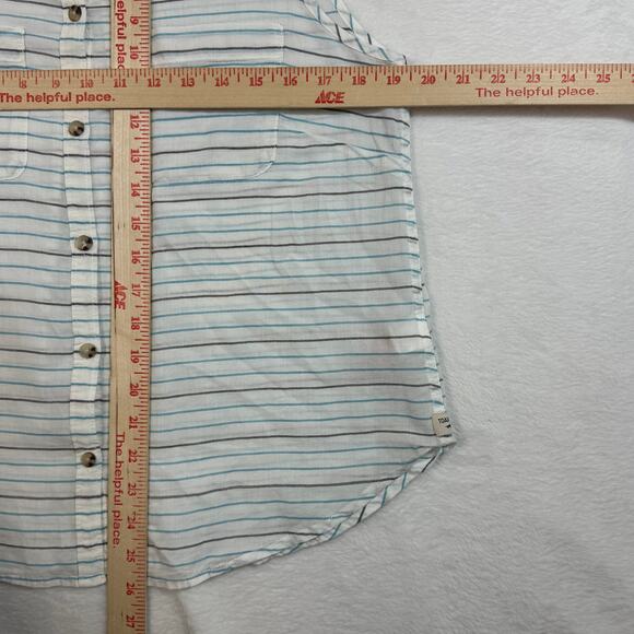 Toad & Co M Blue Striped Sleeveless Top Buttons Summer Beach Preppy Cozy Coastal - Picture 6 of 10